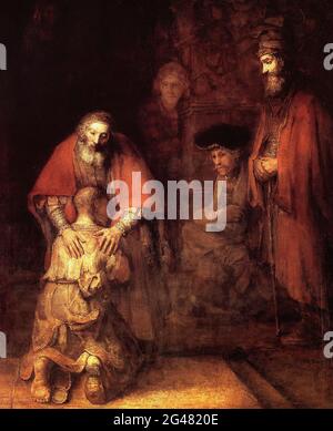 Rembrandt Harmenszoon Van Rijn -  Return Prodigal Son 1669 Stock Photo