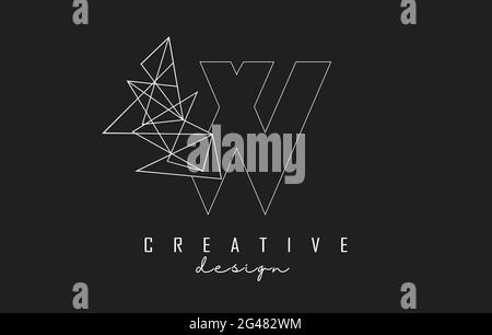 Outline Letter W logo design with broken stone detail. Vector Illustration with geometrical effect and creative W letter. Stock Vector