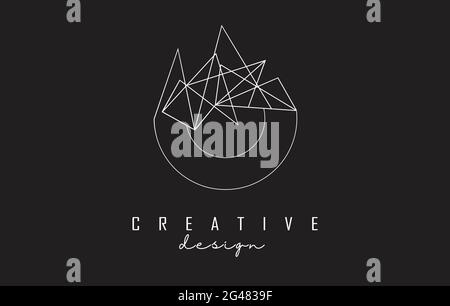 Outline Letter O logo design with broken stone detail. Vector Illustration with geometrical effect and creative O letter. Stock Vector