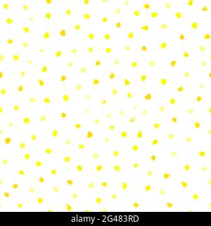 Seamless watercolor vector pattern. Yellow hand-drawn Brush strokes circles on isolated on white background. Polka dot Vector watercolor stock illustr Stock Vector
