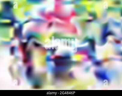 Multicolor abstract blurred background. Bright rainbow random stains and spots on white base. Pink, blue, yellow, green flowing details. Color stains Stock Vector