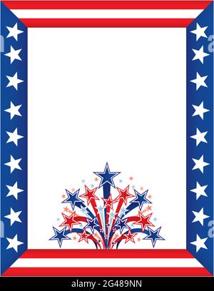 American Flag Patriotic Frame Red White and Blue Stock Vector