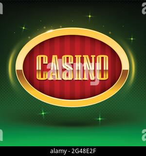 Shining retro light frame, with lighting display and Casino text on stripped red background. Casino banner on a shining retro billboard. Vector illust Stock Vector