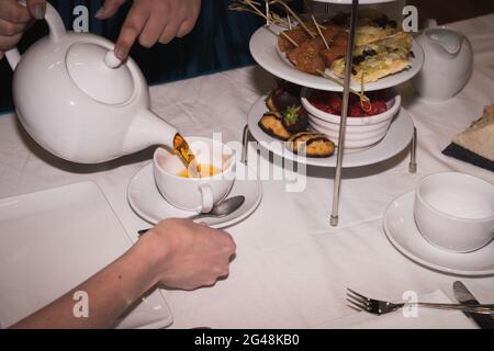 Traditional English afternoon tea at a Wedding Reception Stock Photo