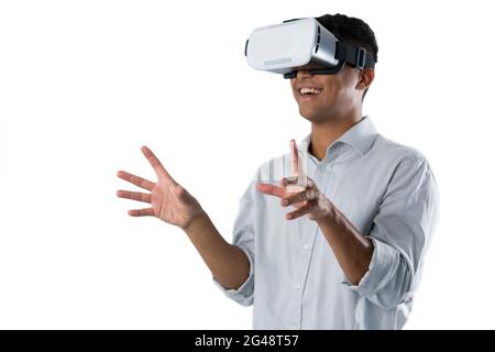 Man using virtual reality headset Stock Photo