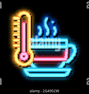 tea cup temperature neon glow icon illustration Stock Vector