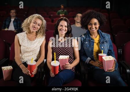 Group of people watching movie Stock Photo
