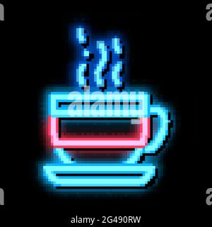 hot cup of tea neon glow icon illustration Stock Vector