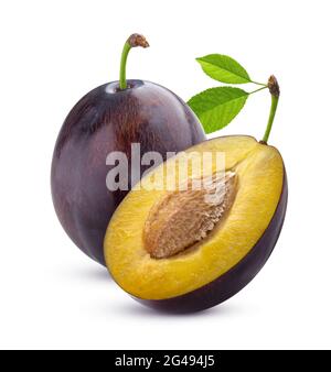 Plums isolated on white background with clipping path Stock Photo