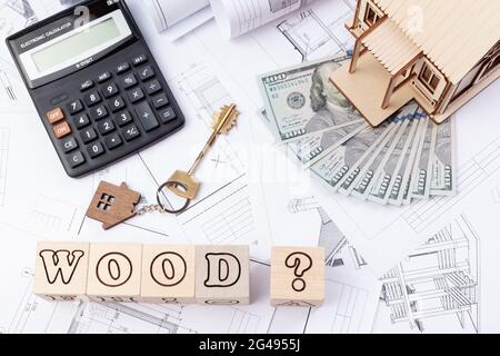 the cost of building a private house made of wood Stock Photo