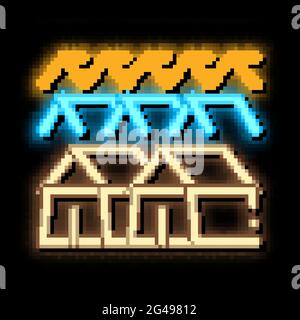 pilgrimage houses neon glow icon illustration Stock Vector