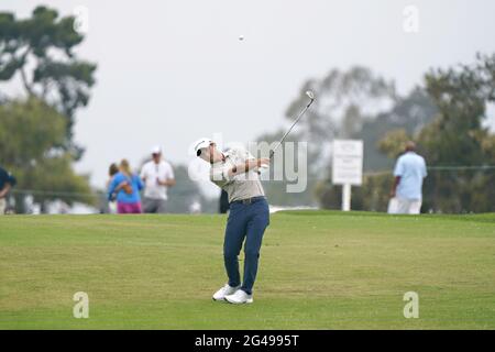 Collin Morikawa of United States in action during Round 1 of the 2024 ...