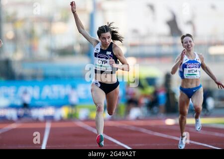 Cyprus Amateur Athletic Association ( KOEAS ) organizes and hosts the European team matches 3rd League at Tsirio Stadium in Limassol on 19 & 20 June 2021. Stock Photo