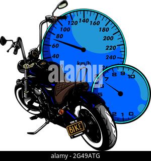 custom Motorcycle with speedometer vector illustration design Stock Vector