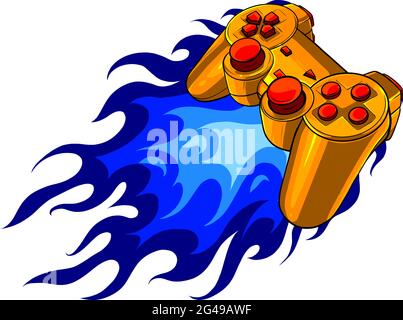joypad with flames for gaming vector illustration Stock Vector