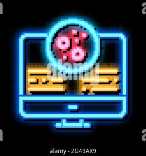 computer study of skin problems neon glow icon illustration Stock Vector