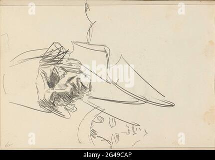 Two figure studies. Possible a dressed man and woman. Leaf 16 Verso from sketchbook XXVIII with 17 sheets. Stock Photo
