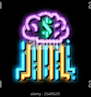 cash cloud neon glow icon illustration Stock Vector