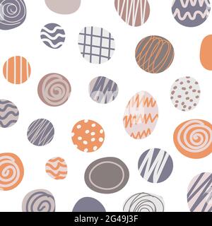Abstract hand drawn circles with line striped pattern on white background. Vector illustration Stock Vector