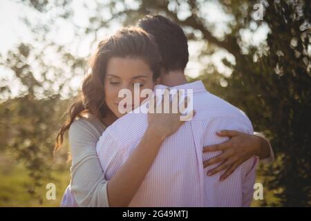 Young woman hugging boyfriend at olive farm Stock Photo - Alamy