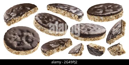 Chocolate rice cakes isolated on white background with clipping path Stock Photo
