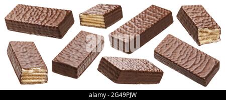 Waffle chocolate bar isolated on white background Stock Photo