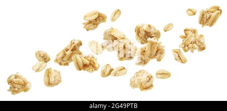 Granola, crunchy muesli isolated on white background Stock Photo