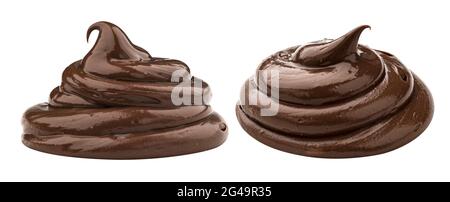 Swirl of chocolate cream isolated on white background Stock Photo