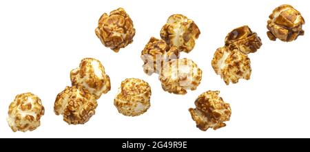 Caramel popcorn isolated on white background Stock Photo