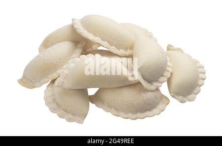 Vareniki, raw dumplings, frozen homemade russian pelmeni Stock Photo