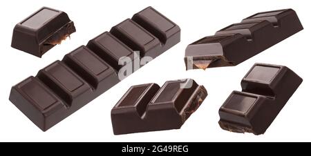 Chocolate bars with melted caramel filling isolated on white background Stock Photo