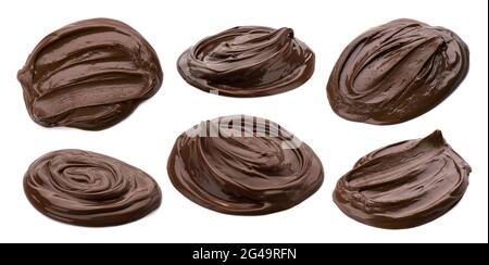 Hazelnut cream swirl isolated on white background Stock Photo