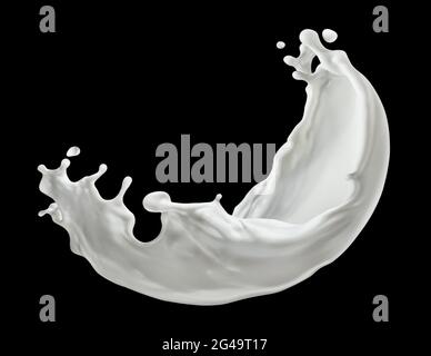 Milk splash isolated on black background Stock Photo