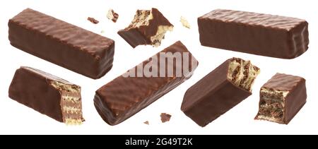 Waffle chocolate bar isolated on white background Stock Photo
