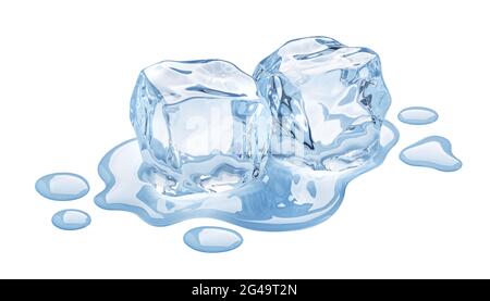 Melting ice cubes isolated on white background Stock Photo