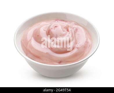 Strawberry yogurt isolated on white background Stock Photo
