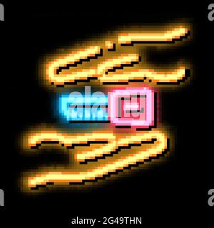 hand over car keys neon glow icon illustration Stock Vector