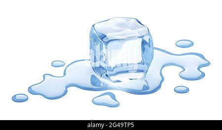 Melting ice cube isolated on white background Stock Photo - Alamy