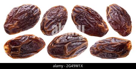 Dried jumbo dates isolated on white background with clipping path Stock Photo