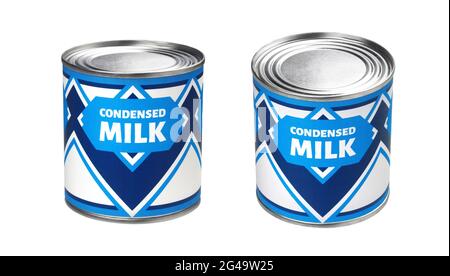 Condensed milk can isolated on white background Stock Photo