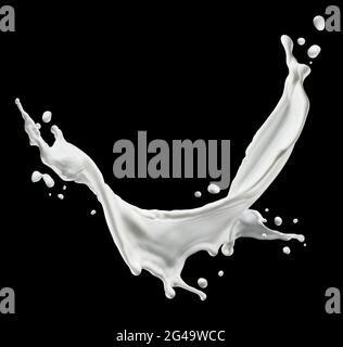 Milk splash isolated on black background Stock Photo