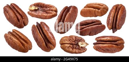 Pecan nuts isolated on white background with clipping path Stock Photo