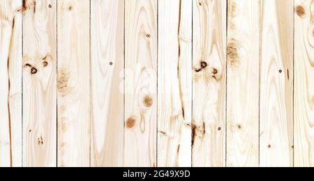 Green checkered tablecloth on wooden table, top view Stock Photo