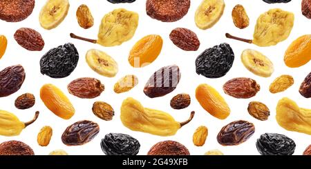 Collection of dried fruits, seamless pattern Stock Photo