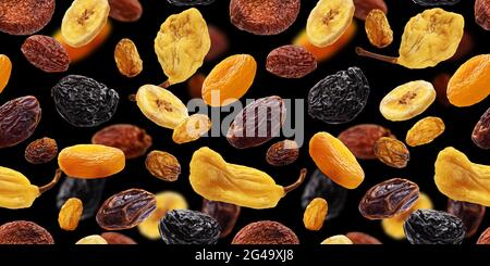 Collection of dried fruits, seamless pattern Stock Photo