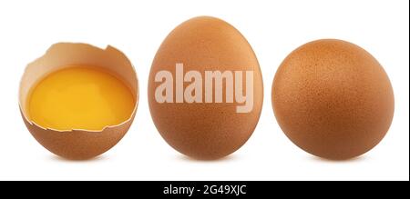 Chicken eggs isolated on white background with clipping path Stock Photo