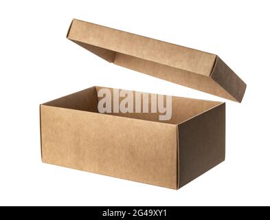 Open cardboard box isolated on white background Stock Photo