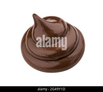 Swirl of chocolate cream isolated on white background Stock Photo