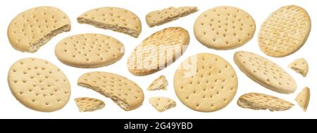 Round crackers isolated on white background with clipping path Stock Photo