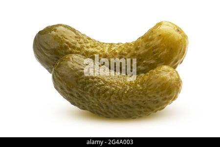 Two pickled cucumbers isolated on white background Stock Photo